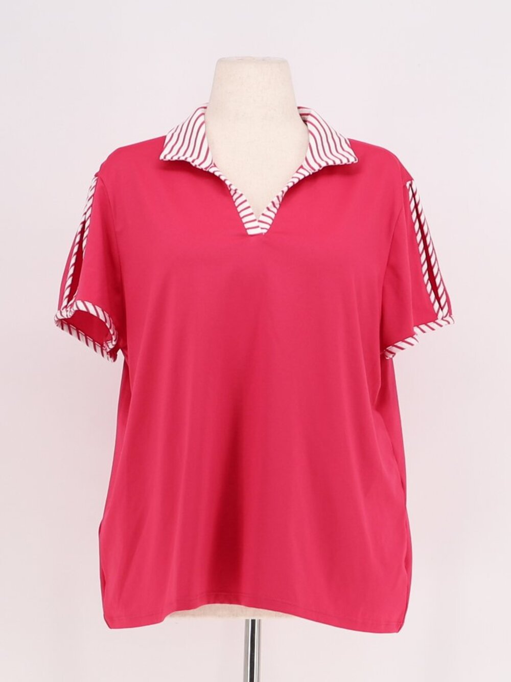 CHICO'S Zenergy UPF Knit Sleeve Cutout Polo Top in Pink Size 3/XL